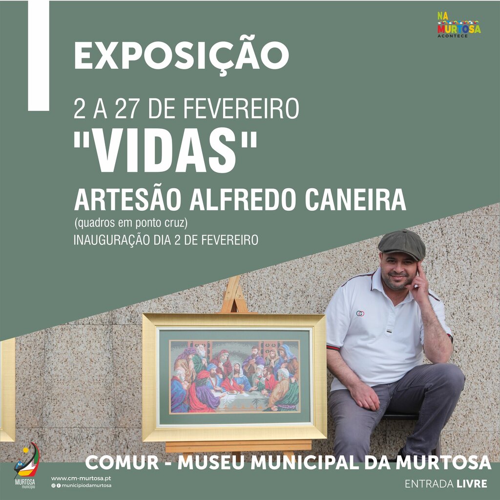 ALFREDO CANEIRA MOSTRA TRABALHOS EM PONTO CRUZ NA COMUR-MUSEU MUNICIPAL