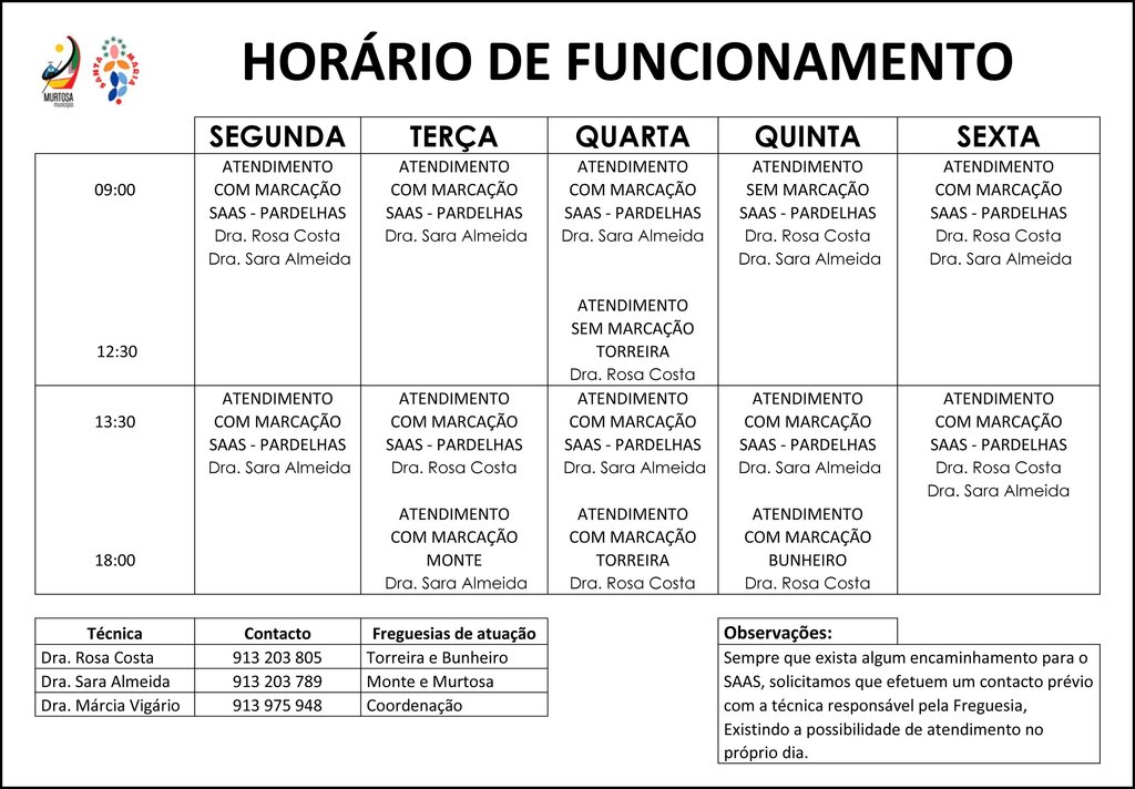 Novo Hor&aacute;rio de Funcionamento do SAAS