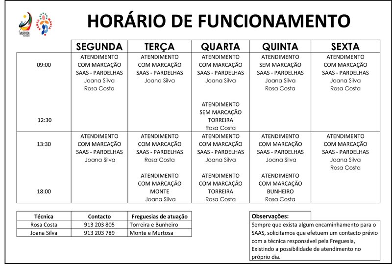 Horario funcionamento SAAS